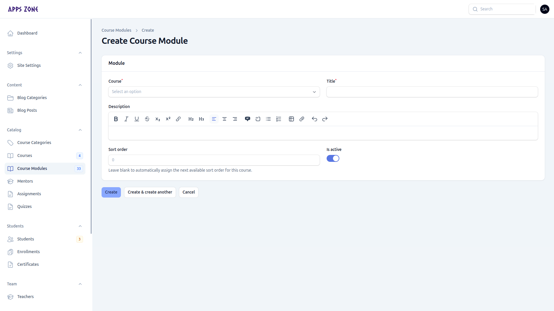 Create course module