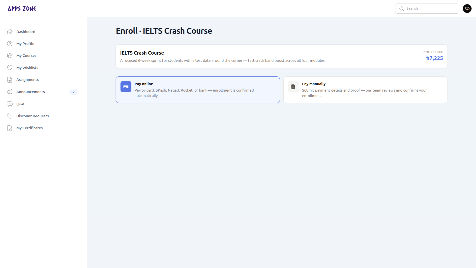 Pay online or pay manually